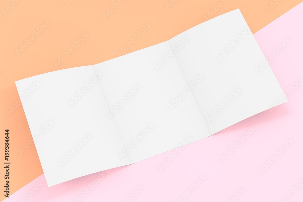 Aufkleber White Folded Mockup Brochure Paper with Free Space for Yours Design. 3d Rendering