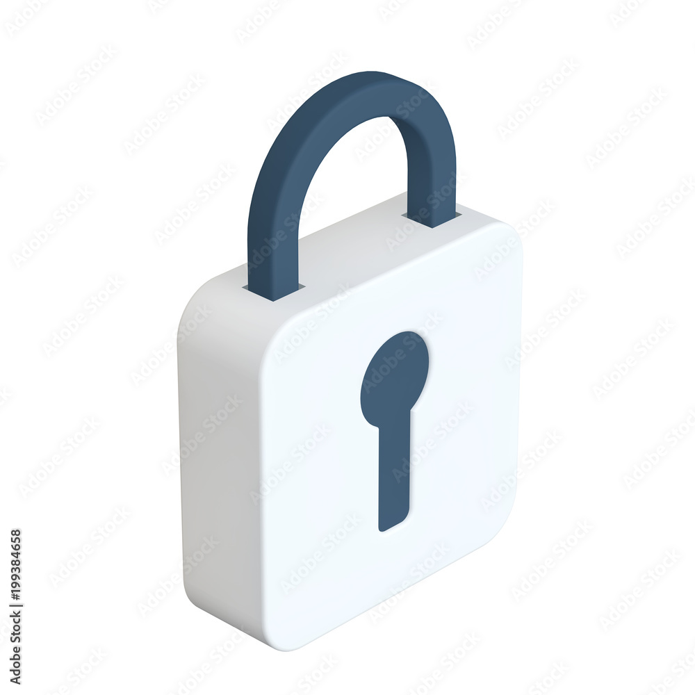 Aufkleber padlock lock isometric flat icon. 3d rendering