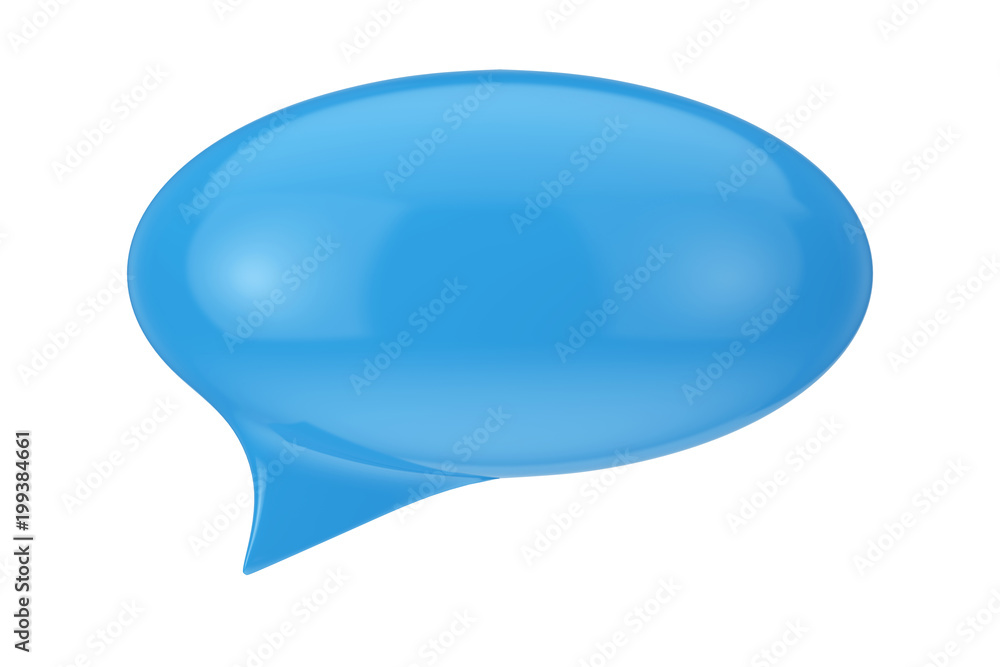 Poster blue speech bubble with blank space for yours sign. 3d rendering
