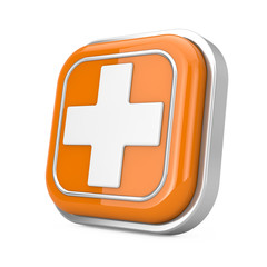 Obraz premium First Aid Medical Button Icon. 3d Rendering