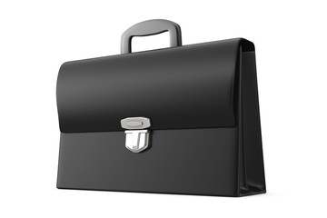 Black Leather Briefcase with Silver Buckle. 3d Rendering