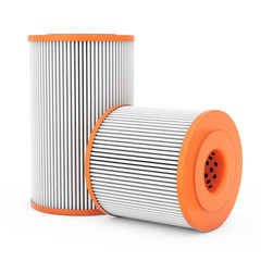 Automotive Orange Oil Filter Cartridge. 3d Rendering