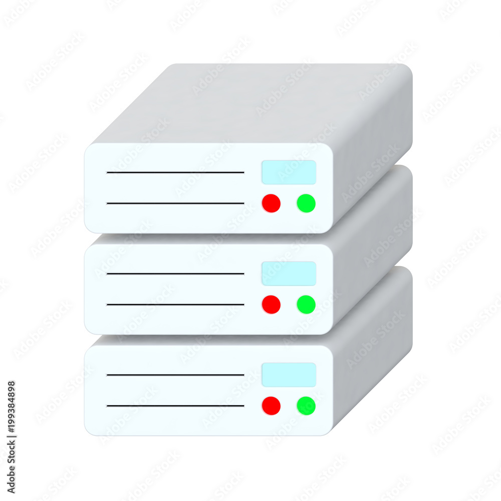 Poster network server data center isometric flat icon. 3d rendering
