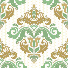 Fototapeta na wymiar Classic seamless vector pattern. Damask orient colored ornament. Classic vintage background. Orient ornament for fabric, wallpaper and packaging