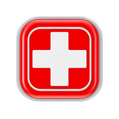 First Aid Medical Button Icon. 3d Rendering
