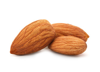 almonds isolated on a white background.