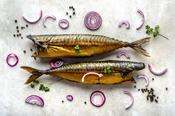 Mackerel, smoked fish with omega 3 fat, bar food on table