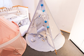 Fototapeta na wymiar Image of spacious child room with new design furniture