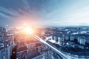 Fototapeta premium Sky night view of the city night, China Nanchang