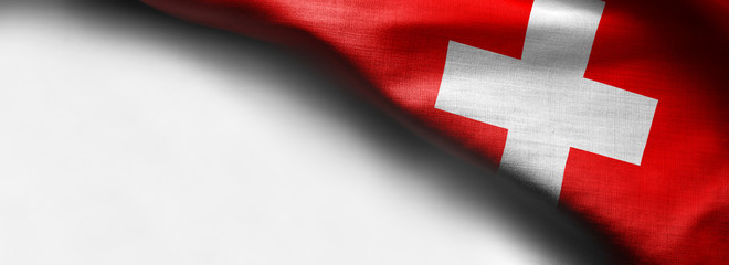 abstract fabric Switzerland flag on white background