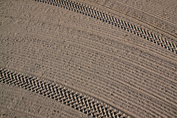 Cleaned by a tractor sand on the Mediterranean beach