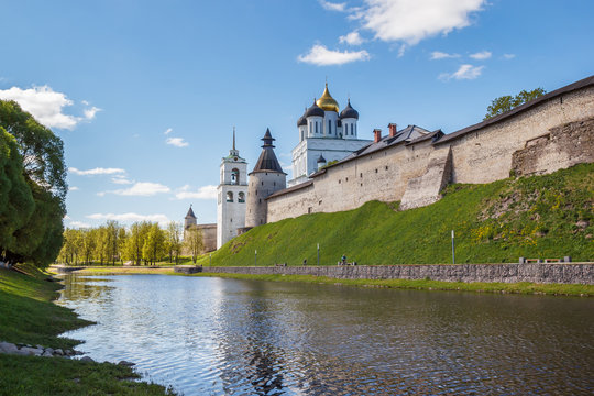 The Pskov River, the Kremlin and the Cathedral in Pskov