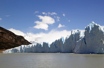 Perito Moreno Glacier view from Brazo Rico in the Argentino Lake in Patagonia, Argentina