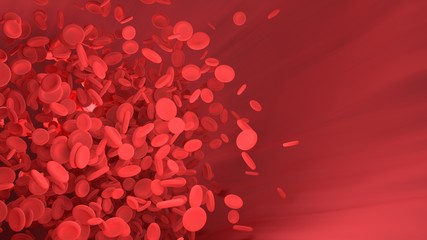 Red blood cell in blood vessel of body.  Science graphic for education of school. 3D rendering.