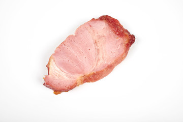 roasted pork slices isolated on white background