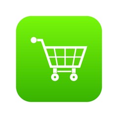 Shopping cart icon digital green