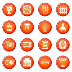 Heat cool air flow tools icons set red vector