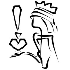 A young prince with a heart and an exclamation point