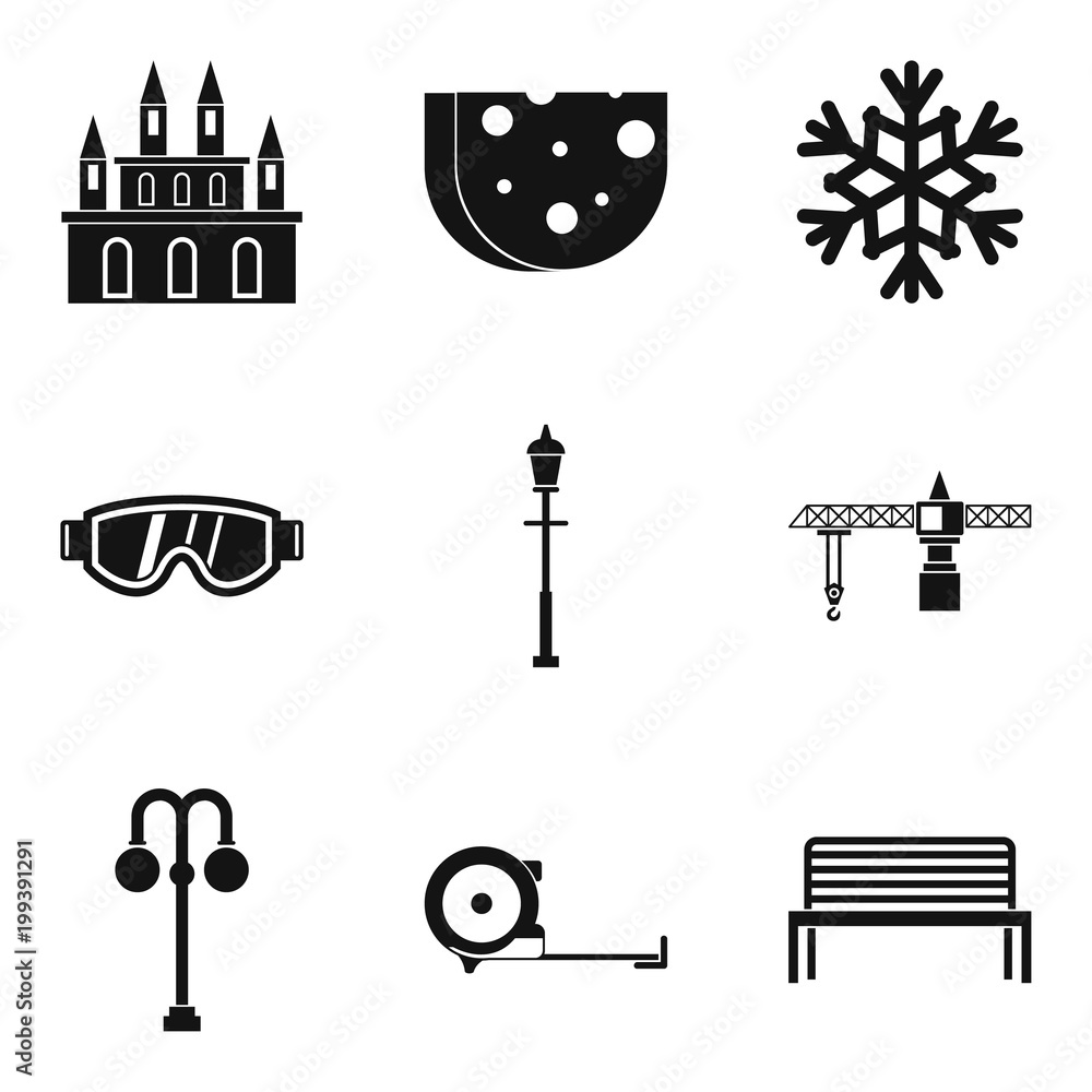 Poster build design icons set, simple style