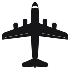 Plane icon isolated on white background, airplane symbol in flat style. Airplane sign in black. Vector illustration.