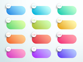 Fototapeta premium Numbered Gradient Rounded Text Boxes 1 to 12