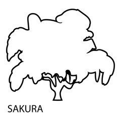 Sakura icon, outline style