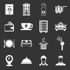 Hotel icons set grey vector