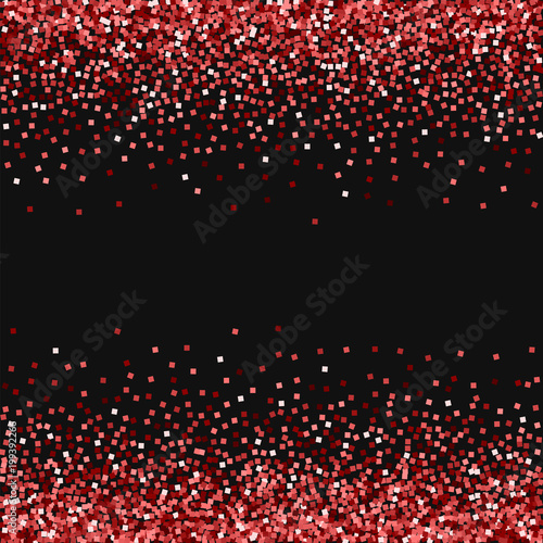 "Red gold glitter. Scattered border with red gold glitter on black