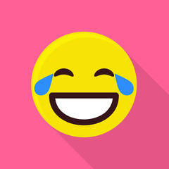 Fototapeta premium Laughing emoticon icon, flat style