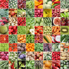 Fresh fruits and vegetable collage