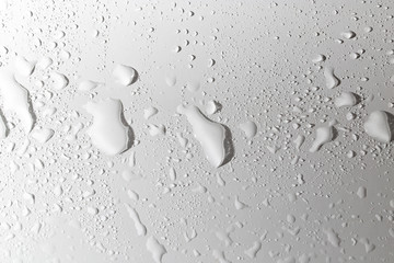 Drops of water with shadow on white background