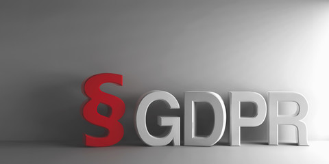 Red paragraph sign and white word GDPR