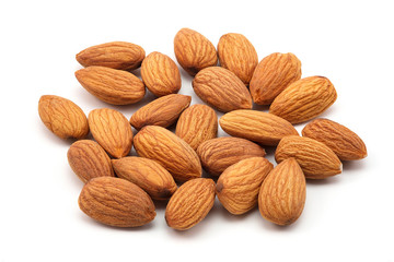 almonds isolated on a white background.