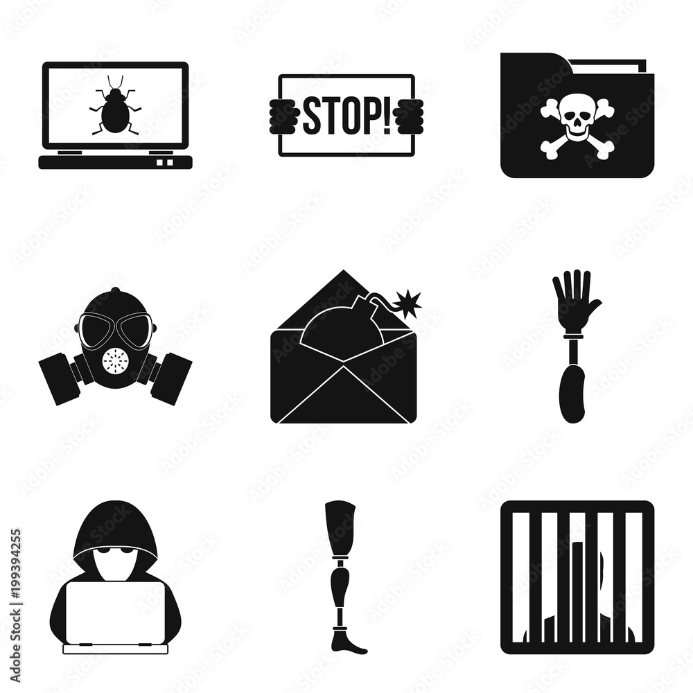 Poster seduction icons set, simple style