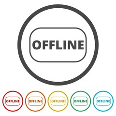 Offline sign, icon, button, 6 Colors Included