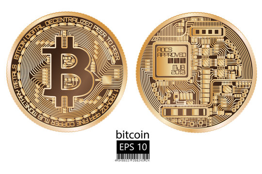 Bitcoin. Physical bit coin. Vector illustration.