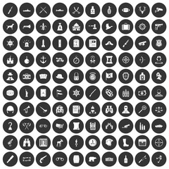 100 guns icons set black circle