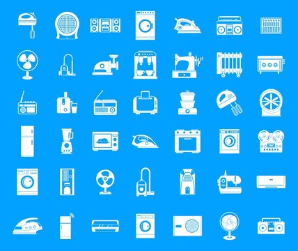 Appliances icon blue set vector