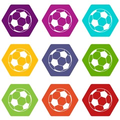 Soccer ball icons set 9 vector