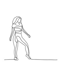 sketch of a girl dancing on a white background