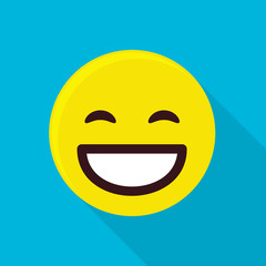 Happy emoticon icon, flat style