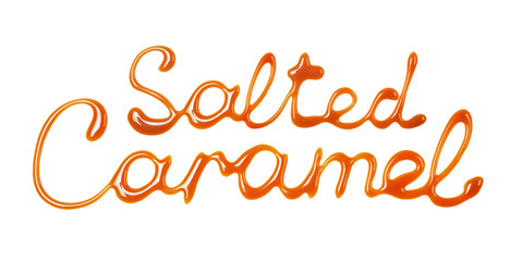 Hand lettering written by liquid salted caramel sauce
