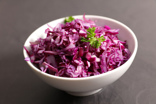 bowl of red cabbage salad
