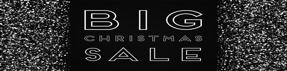 Big Christmas Sale greeting card. Random falling white dots background. Random falling white dots on black background.nice vector illustration.