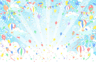 花火　紙吹雪　青空　ガーランド　気球 © kid_a