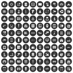 100 hardware icons set black circle