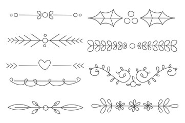 Obraz premium Vector set of black hand drawn dividers. Ornate border and frame elements. Wedding invitation, greeting card or page decoration