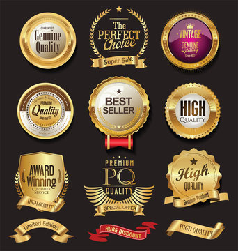 Luxury golden design badges and labels collection 