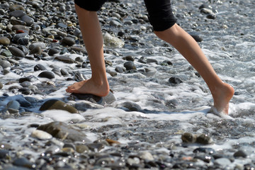Steps on the stones. Sea. Difficulty