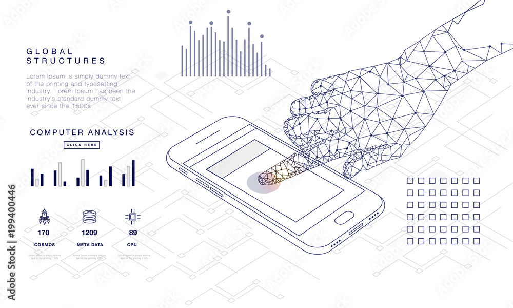 Poster innovations systems connecting people and robots devices. future technologies in automatics cyborg s